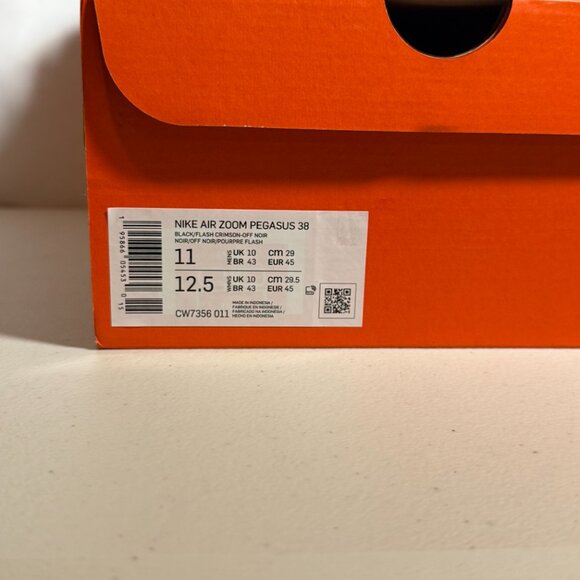 Nike Air Zoom Pegasus 38 |Black / Flash Crimson Men's Size 11 | Women's 12.5 - Picture 6 of 6